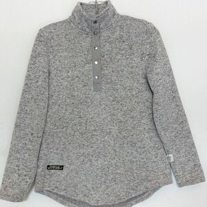 SIMPLY SOUTHERN TOP Gray Long Sleeve Snap Funnel Neckline Size Small